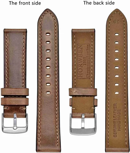 Vista 3 de BISONSTRAP Correa de reloj de cuero de 0.709in, 0.748in, 0.787in, 0.827in, 0.866in, 0.906in, 0.945in, correa de reloj de cuero Horween Chromexcel