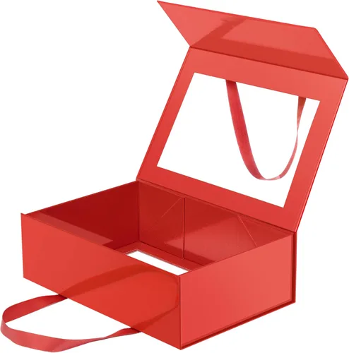 Vista 33 de Caja de regalo negra con ventana, caja de regalo magnética transparente para regalo, caja de propuesta de padrino de boda (10.5 x 7.5 x 3 pulgadas)