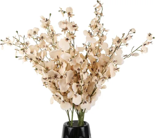 Vista 16 de Flores de orquídeas artificiales, 10 unidades (cada una de 37 pulgadas) orquídeas artificiales de tallo largo, flores artificiales de seda falsas