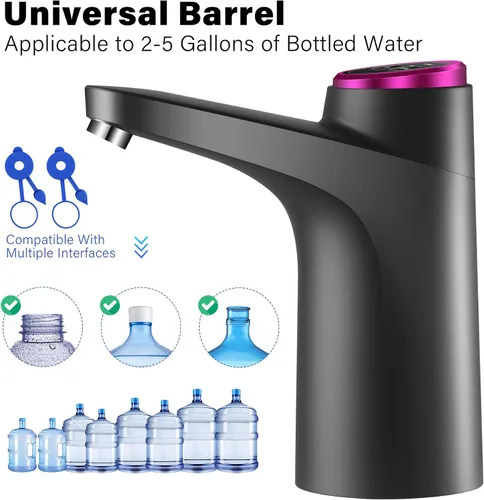 Vista 2 de Dispensador de agua de 5 galones - Bomba de agua potable eléctrica automática con carga USB para jarras de 2 a 5 galones