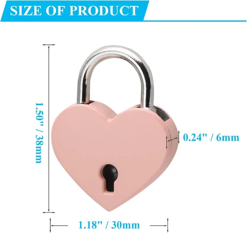 Vista 7 de 4 candados rosados con llave, mini candados con cabeza de corazón, estilo moderno de moda