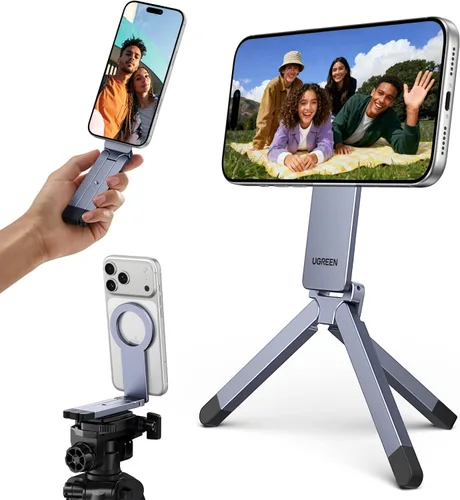 Vista 2 de UGREEN Soporte magnético ajustable para teléfono Magsafe Trípode giratorio de 360° para puerto de tornillo de 1/4 pulgadas, compatible con iPhone 17