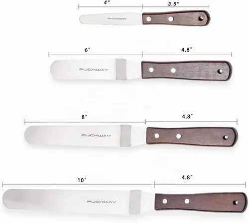 Vista 2 de Juego de 4 espátulas de glaseado para tartas, 4 "-6"-8"-10