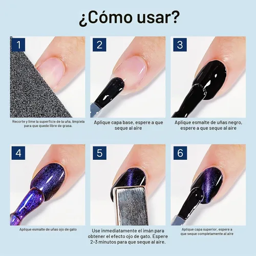 Vista 7 de MIZHSE Esmalte de uñas 9D de secado rápido, esmalte de uñas magnético azul-violeta