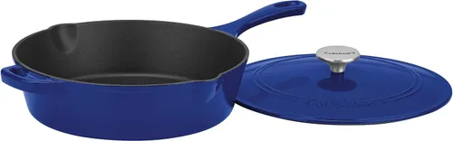Vista 2 de Cuisinart Freidora de pollo de hierro fundido de 12 pulgadas con tapa, capacidad de 4.5 cuartos de galón, interior esmaltado de porcelana, apta