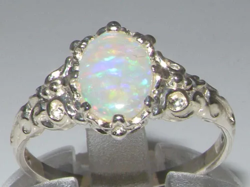 Vista 2 de Anillo de plata de ley 925 con ópalo auténtico para mujer, Metal Metal Piedra preciosa, Ópalo
