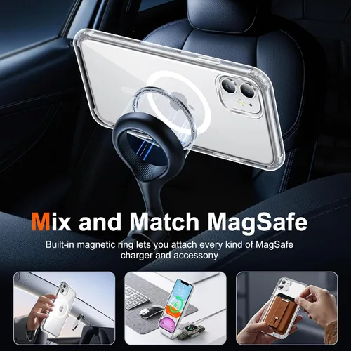Vista 4 de Funda transparente para iPhone 11 con protector de pantalla, compatible con Magsafe, antiamarilleo, protección de grado militar, a prueba de golpes