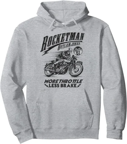 Vista 3 de Rocketman Outlaw Biker Cafe Racer - Sudadera vintage con capucha, Gris