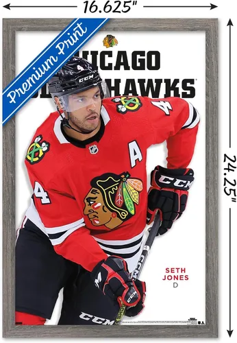 Vista 3 de Trends International NHL Chicago Blackhawks - Póster de pared de la serie 23 de Seth Jones, 22.4 pulgadas de largo x 14.7 pulgadas, versión