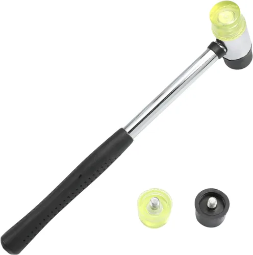 Vista 7 de Utoolmart Martillo de goma, martillo de doble cabeza reemplazable de 0.984 in con 2 puntas de martillo, con mango de goma antideslizante