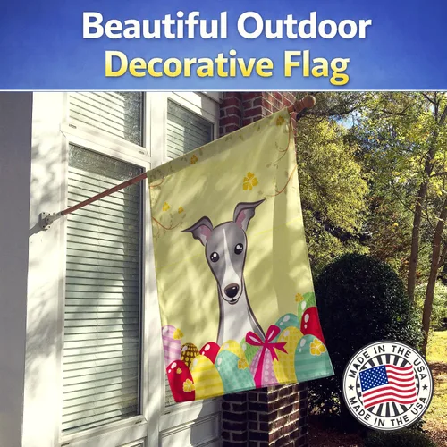 Vista 444 de Caroline's Treasures BB1923GF Bandera decorativa para jardín con diseño de Border Collie, para caza de huevos de Pascua, para jardín, jardín, patio