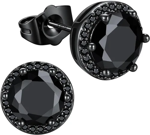 Vista 26 de Richsteel Aretes de circonita cúbica para hombre, postes de plata de ley Dorado Plateado