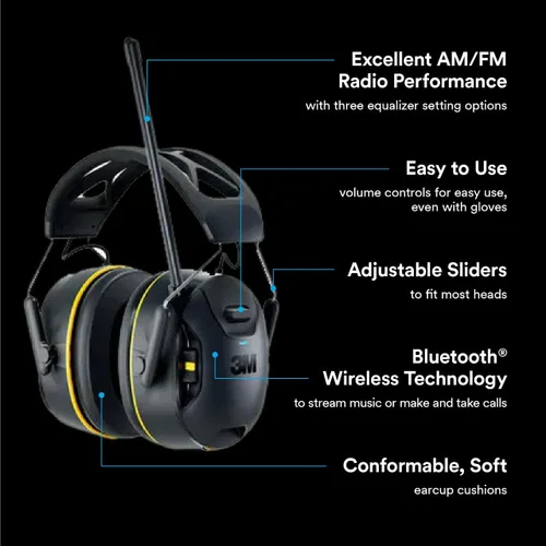 Vista 6 de Protector auditivo inalámbrico 3M WorkTunes Connect + AM/FM con tecnología Bluetooth, protección auditiva Bluetooth con una clasificación