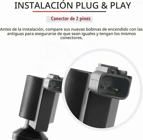 Vista 6 de Paquete de Bobina de Encendido y Bujías Compatible con Ford Escape Focus Transit Connect 2.0 2.3 2004 2005 2006 2007 2008 2009 2010 2011, 04 05