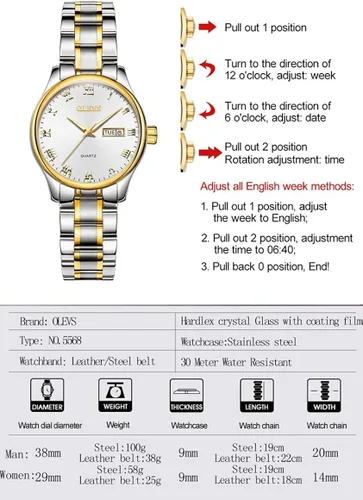 Vista 4 de OLEVS Fashion Watches for Women Waterproof Analog Quartz Wrist Watches for Women Stainless Steel Calendar Watch