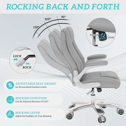 Vista 7 de GYI O205P - Silla de oficina ejecutiva de respaldo alto, silla de oficina grande y alta, 400 libras con ruedas de goma, sillas de escritorio