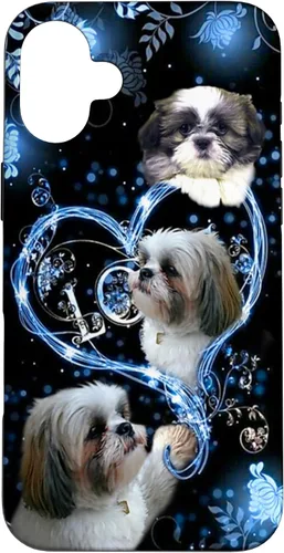 Vista 23 de Funda para PC iPhone 16 I Love Shih Tzu Dogs Flowers Heart Shih Tzu Metal