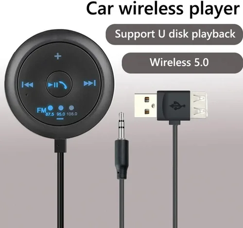 Vista 2 de Reproductor de MP3 para coche Receptor transmisor FM inalámbrico manos libres llamada función de memoria TF tarjeta U disco AUX Player
