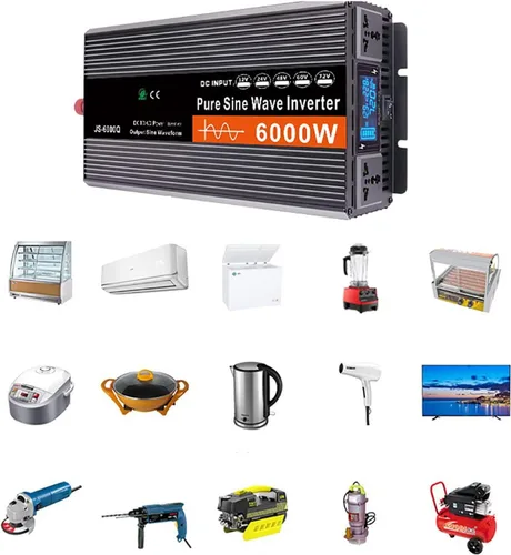 Vista 6 de Inversor de onda sinusoidal pura de 12 V a 220 V, 3000 W-6000 W, convertidor de potencia máxima de CC a CA con pantalla LCD, para automóvil, barco
