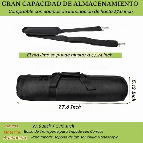 Vista 3 de BLIRITEL Funda de transporte para trípode de 27.6 pulgadas, bolsa de trípode acolchada resistente con correa para el hombro para soporte ligero