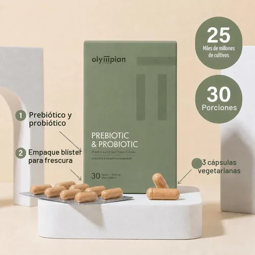 Vista 5 de Olympian Labs - Prebióticos y probióticos completos para mujeres y hombres – 25 mil millones de UFC, 6 cepas – Salud inmunológica, digestiva