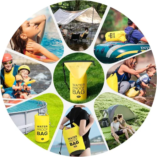Vista 7 de Bolsa seca impermeable – Paquete de 2 bolsas secas enrollables de 10L para kayak, canotaje, pesca, camping y playa – Mochila ligera impermeable que
