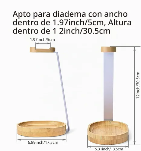 Vista 5 de Avantree TR902 - Soporte Universal de Auriculares de Madera y Aluminio con Soporte para Cables, Soporte de Mesa Robusto para Auriculares