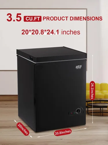 Vista 2 de KRIB BLING - Congelador de cofre de 3.5 pies cúbicos con control de temperatura de 7 velocidades (-4°F a 6.8°F), congelador compacto profundo