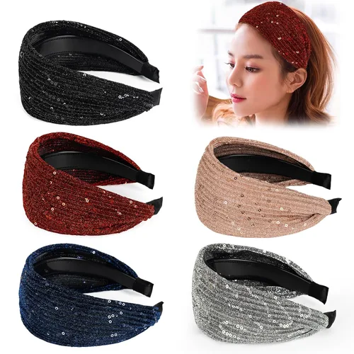 Vista 10 de DORIS&JACKY Diademas anchas de encaje y bandas elásticas grandes antideslizantes con dientes, 5 accesorios para la cabeza para mujeres y niñas