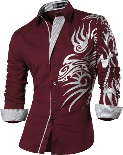 Vista 39 de JZS041, camisa de vestir de manga larga para hombre