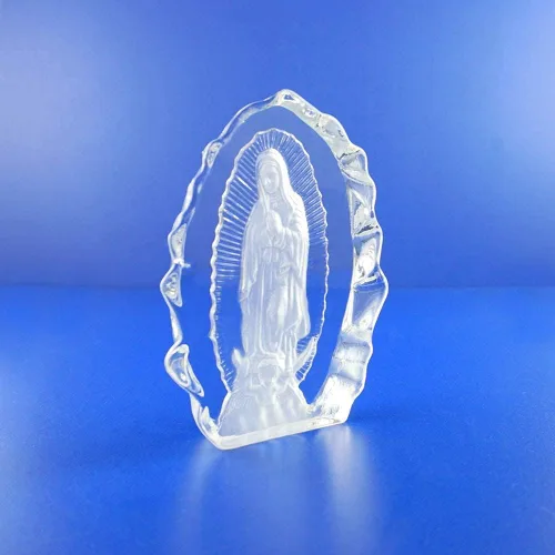 Vista 5 de Estatua de cristal de la Virgen de Guadalupe de 5 pulgadas, figura religiosa de cristal religioso de la Virgen María, regalos católicos