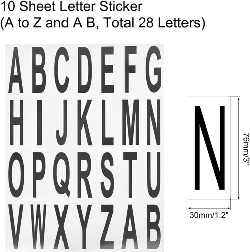 Vista 2 de MECCANIXITY Adhesivos de letras del alfabeto negro, etiqueta adhesiva de vinilo de PVC para buzón, dirección, ventana, puerta, paquete de 10