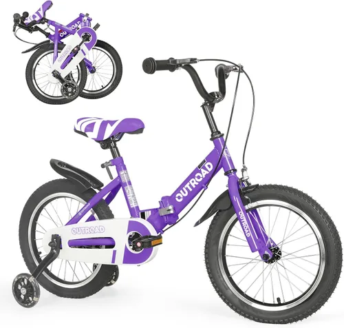 Vista 8 de Outroad - Bicicleta infantil para niños y niñas de 3 a 9 años, bicicleta para niños de 14, 16 y 18 pulgadas, con ruedas de entrenamiento, bicicletas