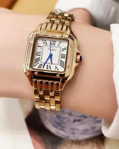 Vista 5 de Relojes dorados para mujer, delicado juego de pulsera para mujer, cuarzo japonés