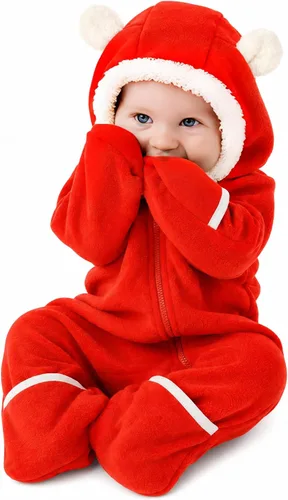 Vista 19 de Cuddle Club - Body de forro polar para bebé recién nacido hasta 5T – Pijamas de invierno chaqueta de abrigo abrigo para bebé Alien