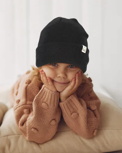 Vista 6 de Hat Hut Gorro de invierno con forro de satén para niños pequeños, gorro de punto con puños y forro de seda