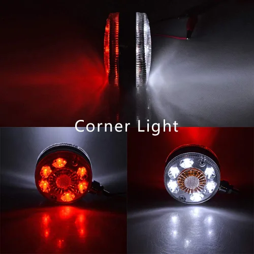 Vista 5 de Astra Depot 2 piezas de luz de cara doble de 3" redondas, 24 LED, color rojo, ámbar y blanco, para remolque de camión semi, tractor, vehículo largo