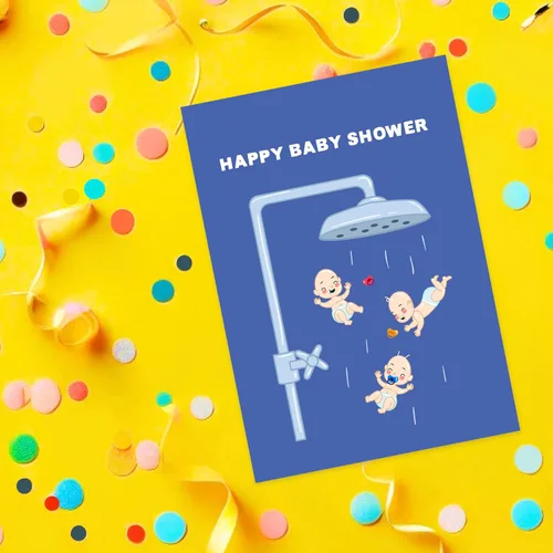 Vista 5 de Tarjeta de felicitación Happy Baby Shower Funny Babies Falling Out Of A Shower Head Baby Shower Card, You're Having A Baby