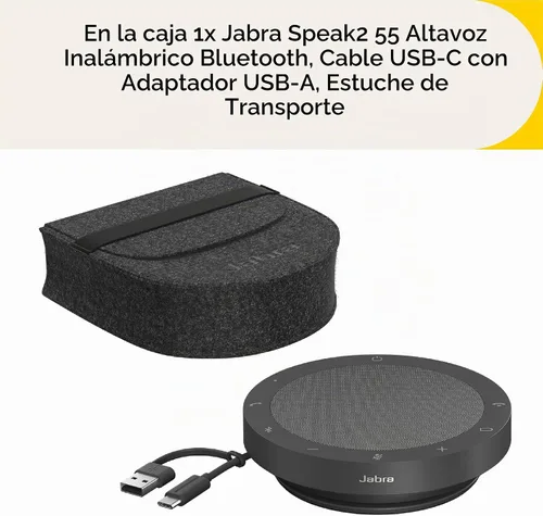 Vista 6 de Jabra Altavoz Bluetooth inalámbrico Speak2 55, altavoz compacto y portátil con 4 micrófonos con cancelación de ruido, altavoz de rango completo