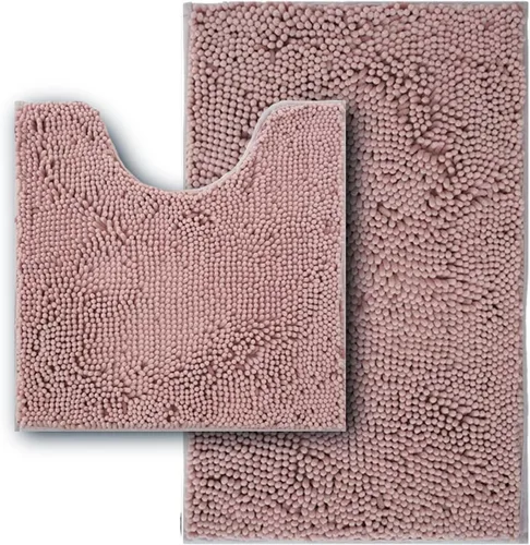 Vista 9 de Juego de alfombras de baño de 2 piezas, súper absorbente suave, gruesa, lavable en lavadora, alfombra de baño de chenilla antideslizante, alfombra