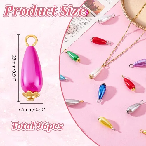 Vista 2 de Colgantes de perlas colgantes de perlas colgantes de perlas de plástico ABS colgantes de perlas de imitación para hacer collares, accesorios
