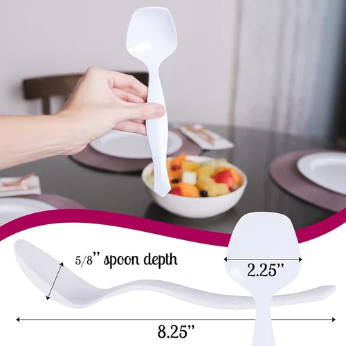Vista 7 de Plasticpro Cucharas desechables de plástico para servir, utensilios de alta calidad, resistentes, color blanco, paquete de 12