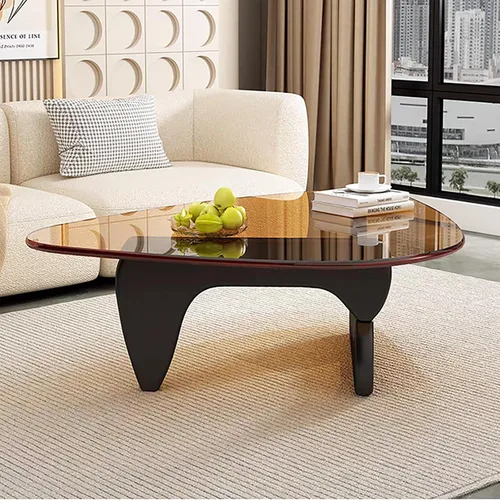 Vista 6 de Mesa de centro moderna de cristal, mesa de centro pequeña de mediados de siglo, mesa de centro para sala de estar, adecuada para dormitorio, sala