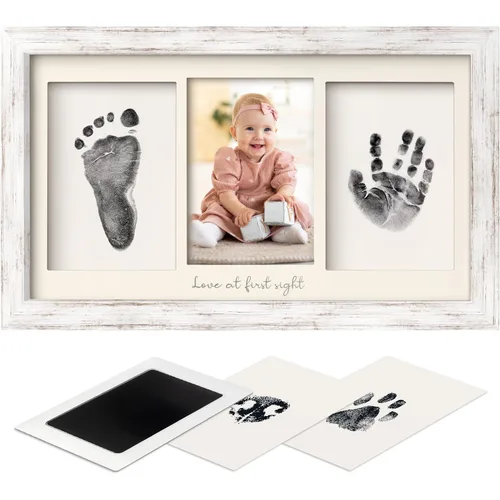 Vista 11 de Kit de manos y huellas sin tinta, recuerdo para niños, niñas, recién nacidos, almohadilla de tinta sin desorden para huellas de manos de bebé, kit