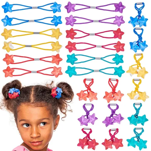 Vista 16 de Colección de 20 piezas de coleteros, bolas de cola de caballo, gomas elásticas, cuentas de pelo de 18 mm redondas, opacas, multicolores, dobles 59.1