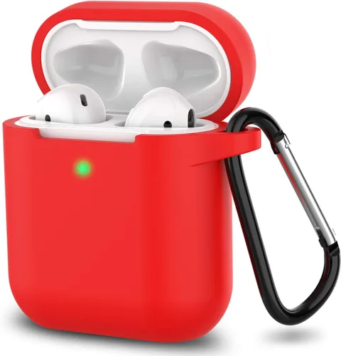 Vista 10 de Funda para AirPods de silicona, de protección completa, compatible con Apple AirPods 1 y 2, funda de carga inalámbrica y con cable