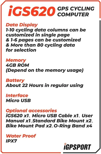 Vista 4 de iGPSPRT iGS620 GPS Wireless Bike Computer con Bluetooth, ANT+, SMS y notificación de llamadas, navegación de mapas con paquete multiherramienta