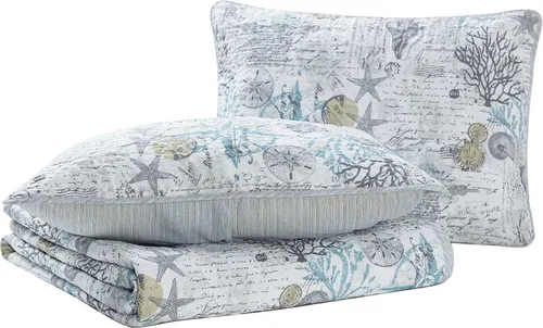 Vista 12 de Tommy Bahama - Juego de edredón individual, ropa de cama reversible de algodón con funda a juego, decoración ligera del hogar para todas