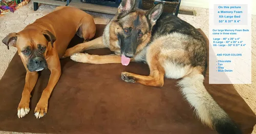 Vista 6 de Cama de espuma de memoria ortopédica lavable para perro de Pet Support Systems, extra grande, 40 pulgadas x 35 pulgadas x 4 pulgadas, mezclilla azul