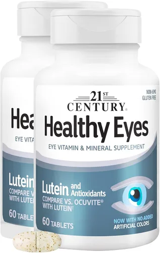 Vista 10 de 21st Century Ojos saludables con tabletas de luteína, 60 unidades, blanco (27452) Eye Vitamin with Lutein Plus Antioxidants A, Compare VS. Ocuvite®